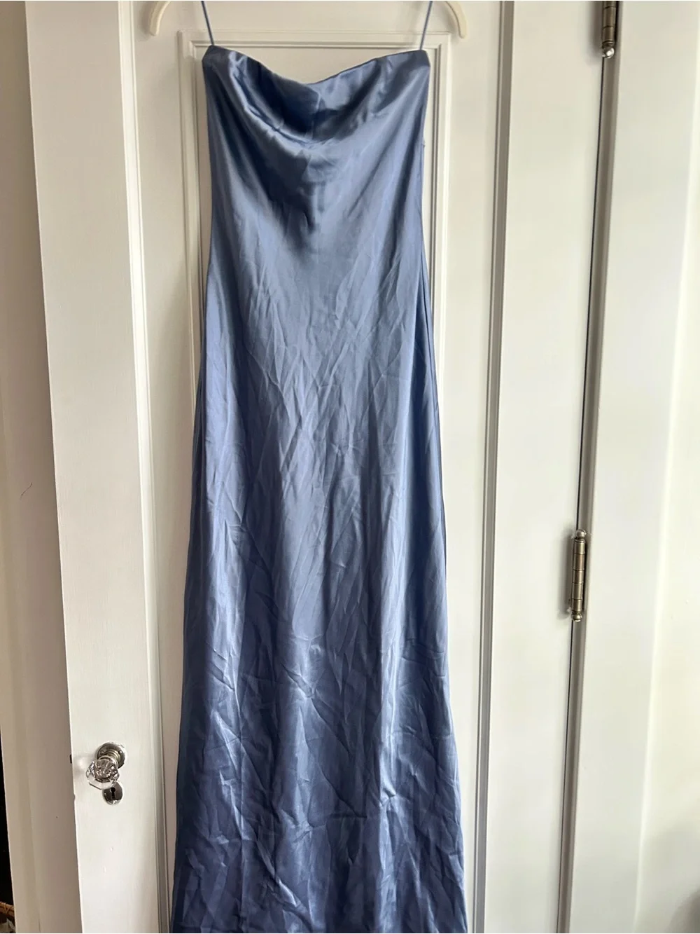 NWT REFORMATION OREN SILK DRESS, CORNFLOWER XS - Picture 4 of 10